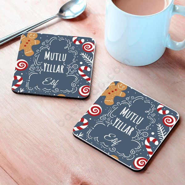 Yılbaşına Özel 5 Bardak Altlığı online tasarla