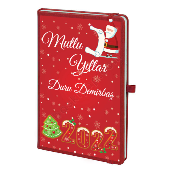 Yılbaşına Özel Baskılı Ajanda 4 – Tarihsiz Kırmızı Ajanda / Defter 13X21Cm tasarımı