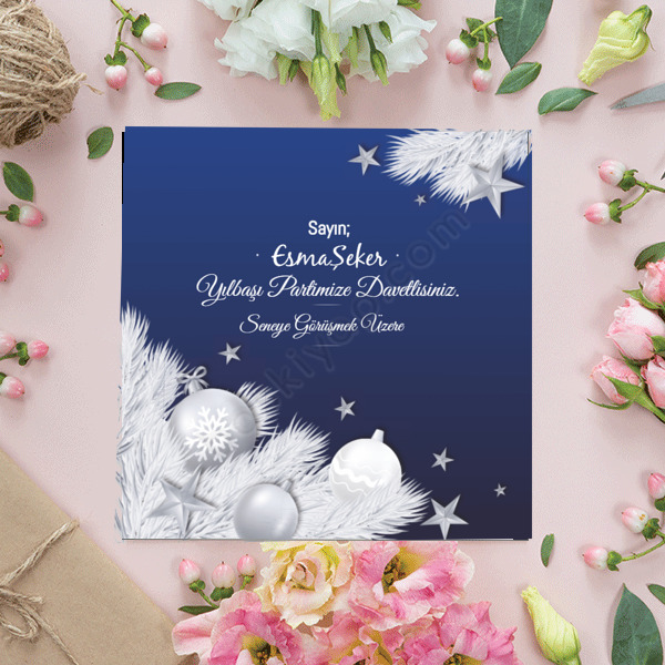 Yılbaşına Özel Tasarım Davetiye 15X15 online tasarla