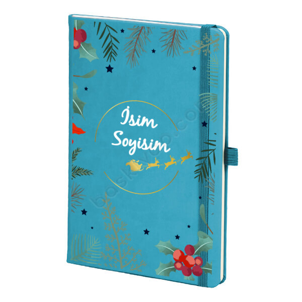 Yılbaşına Özel Tasarım Turkuaz Ajanda – Tarihsiz Çizgili Turkuaz Ajanda/Defter 13X21Cm tasarımı
