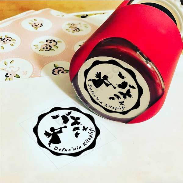 Yuvarlak Melek Tasarım Kütüphane Kaşesi online tasarla