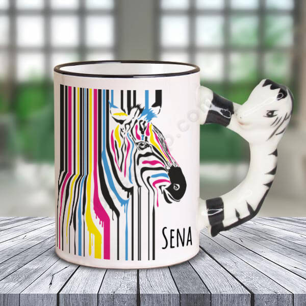 Zebra Tasarımlı At Kulplu Kupa online tasarla